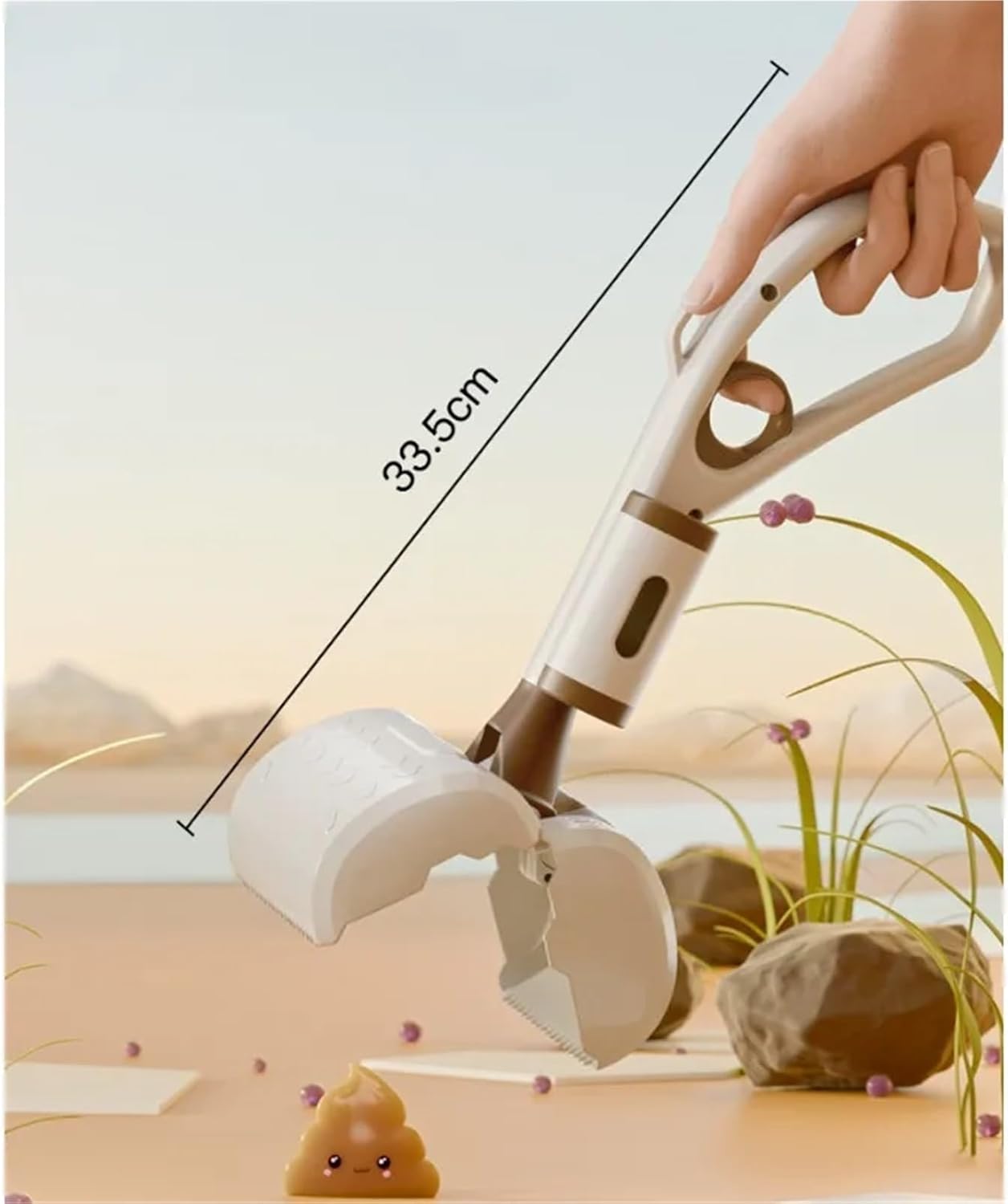 Dog Poop Scoop Long Steel 60cm One-Handed Operation Garden Park Use