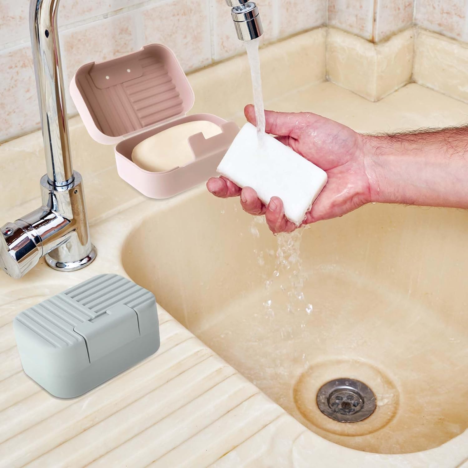 2 Pack Travel Soap Case with Lever - Holder for Soap & Shampoo Bars with Secure 4-Point Closure