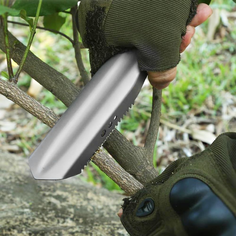 6-in-1 Mini Titanium Multitool Shovel Silver Camping Hiking Outdoor Portable Tool
