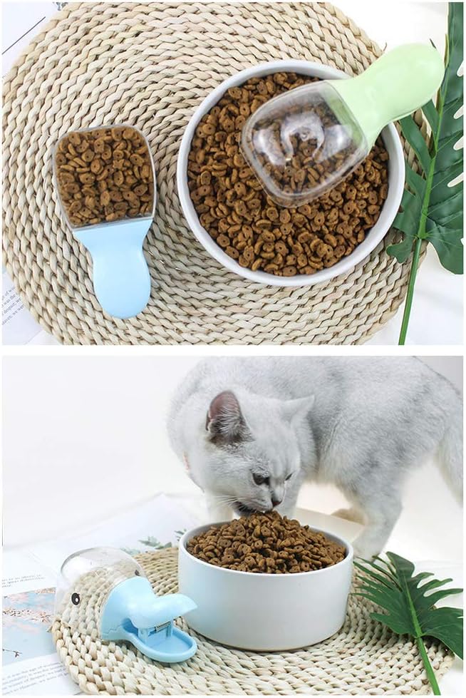 3-Piece Pet Food Scoop Set 2-in-1 Dog Cat Feeding Spoon with Food Bag Sealing Clip