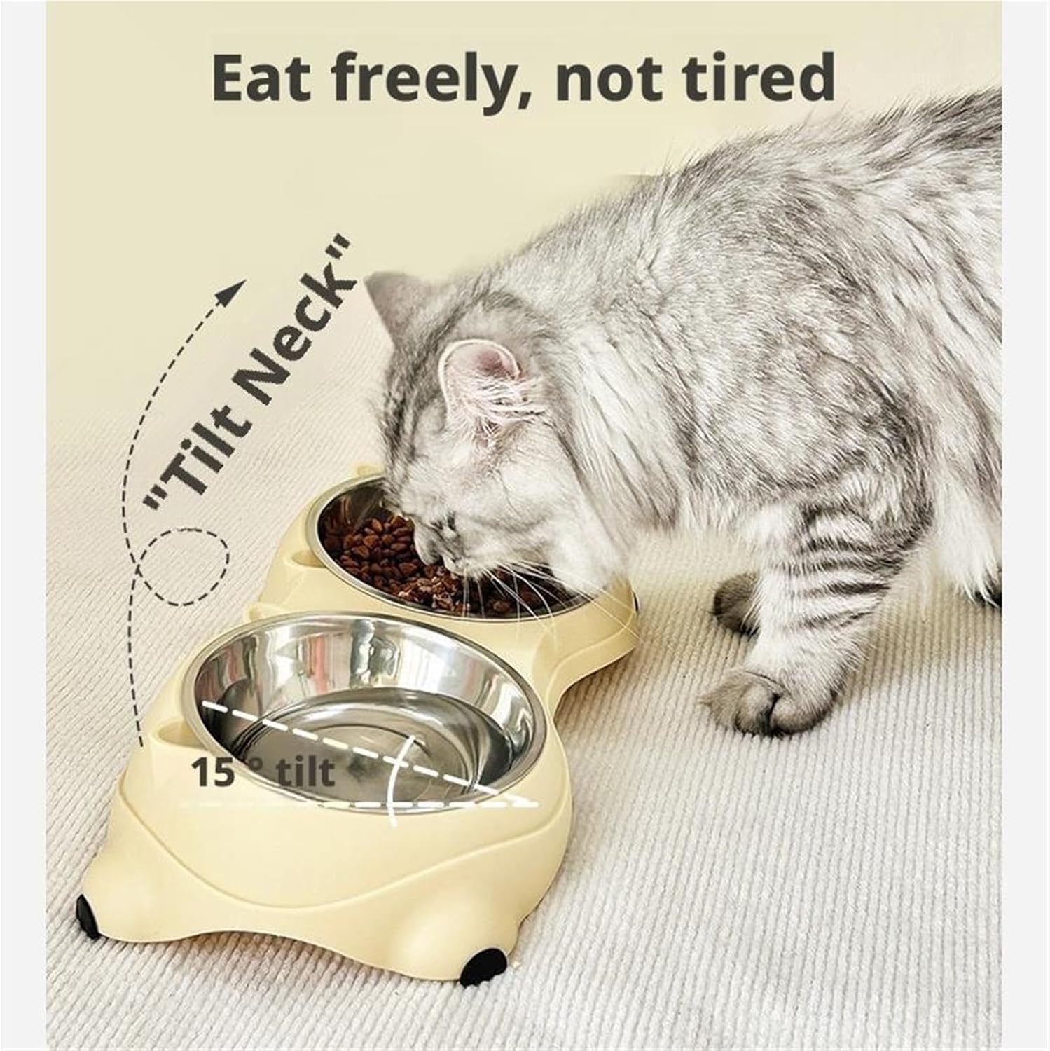 Cat Food Bowl - 1 Piece - Spillproof Pet Bowl - Double Layer Design for Cats