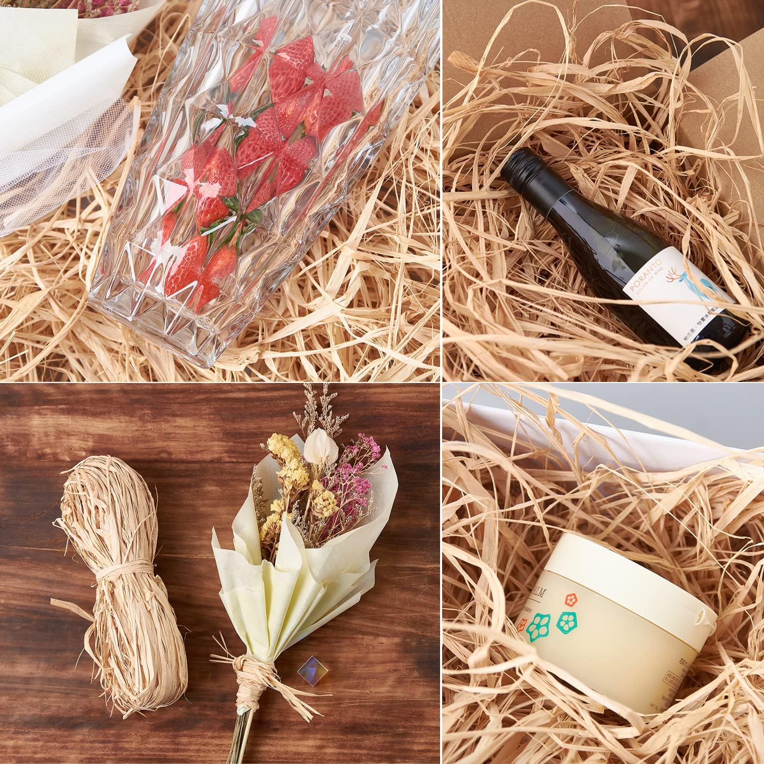 2 Pcs Natural Raffia Fibers 60g Biodegradable Craft Yarn for DIY Baskets Hats & Decorations