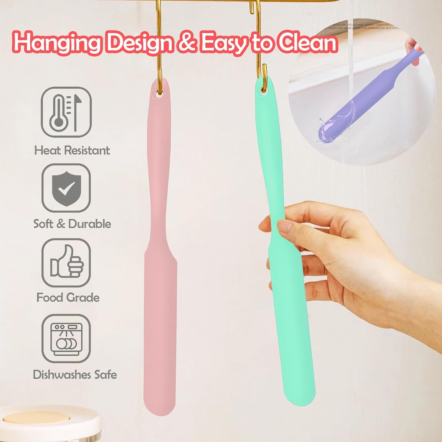4 Piece Silicone Scraper Set 24cm Flexible Spatulas for Mixing Spreading Jars Bottles