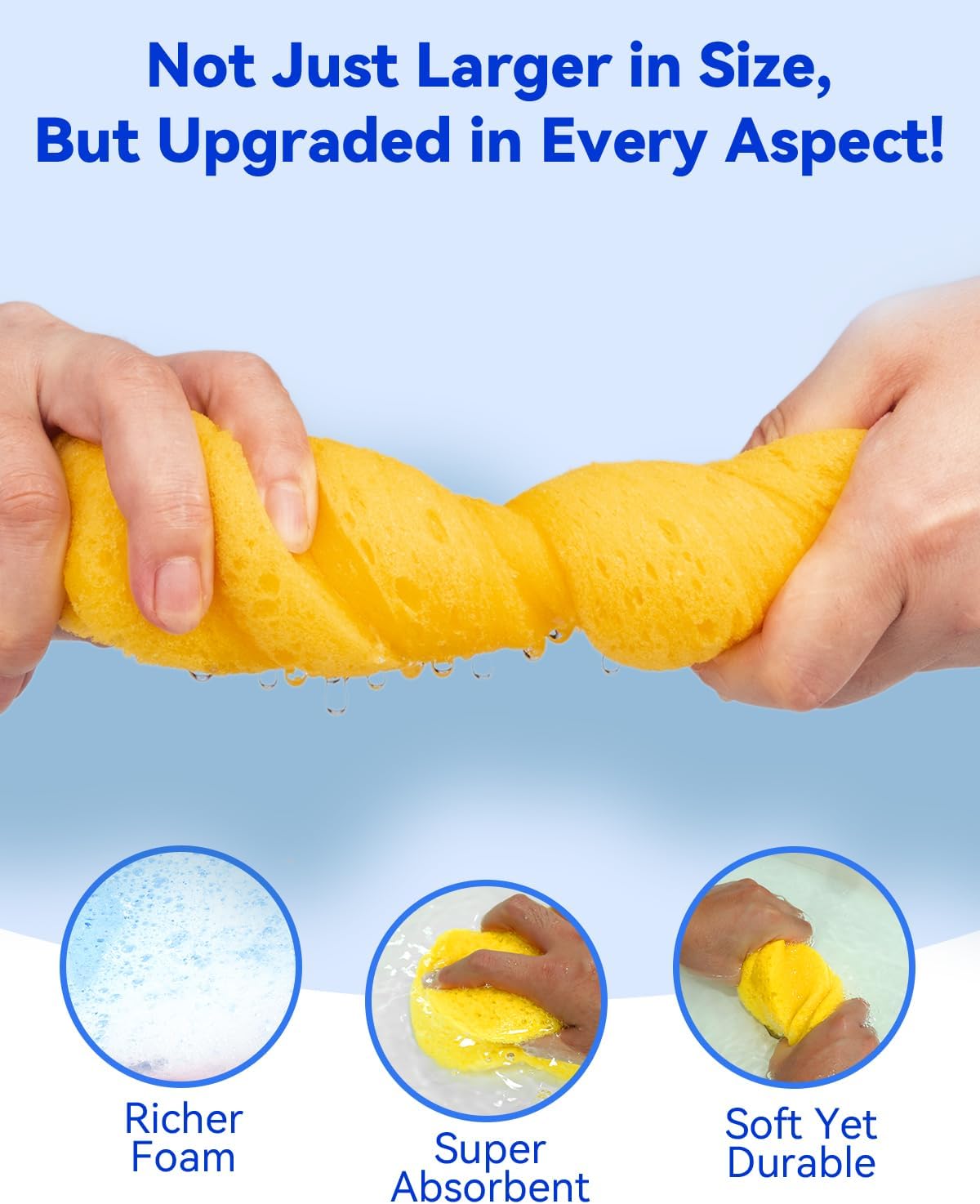 1 Piece Yellow Soft Sponge Large Car Cleaning Sponge Multifunctional Cleaning Sponge Easy to Use Thickened Foam Rubber Large Boat Shaped Sponge Suitable for Kitchen Bathroom Home Cleaning