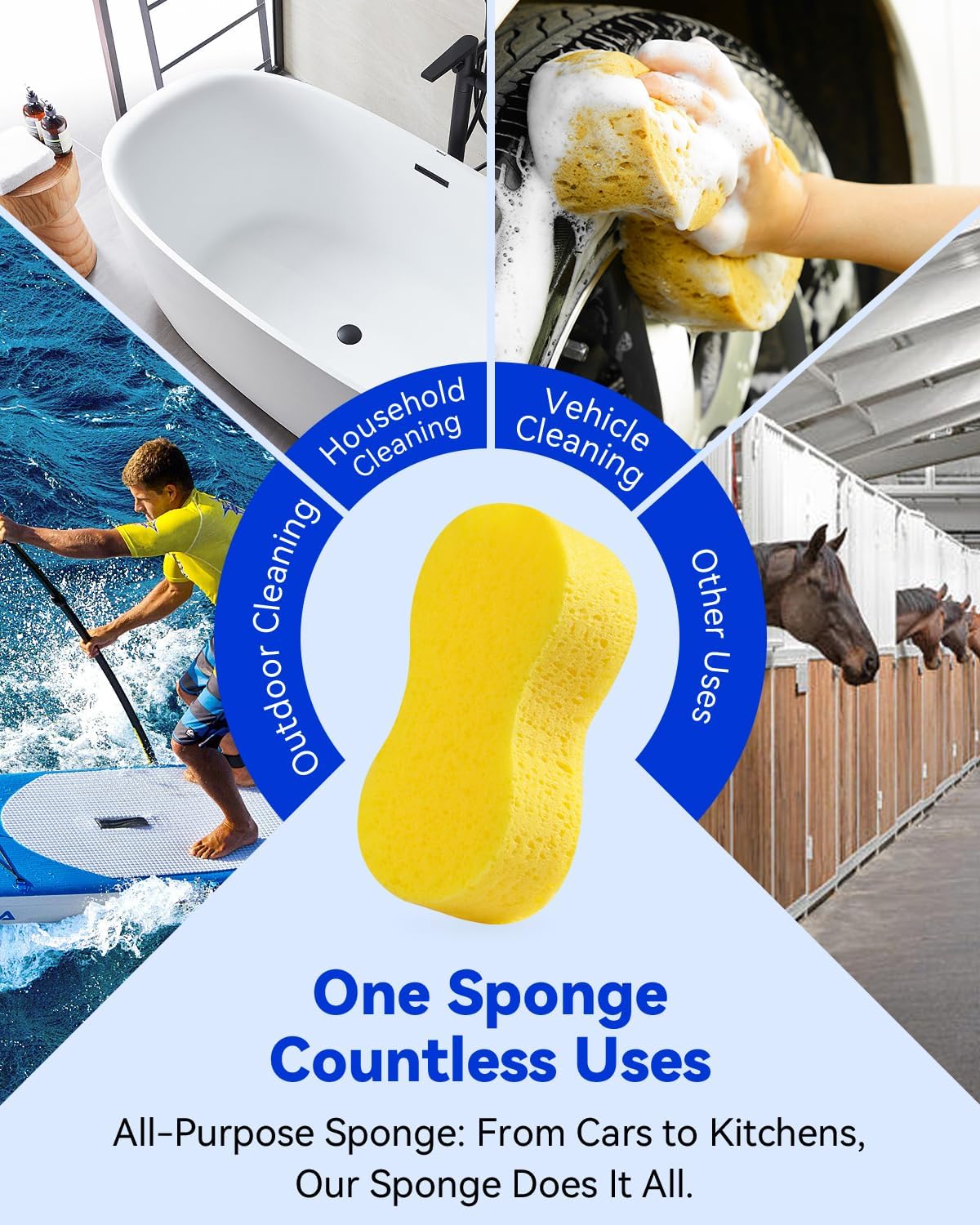 1 Piece Yellow Soft Sponge Large Car Cleaning Sponge Multifunctional Cleaning Sponge Easy to Use Thickened Foam Rubber Large Boat Shaped Sponge Suitable for Kitchen Bathroom Home Cleaning