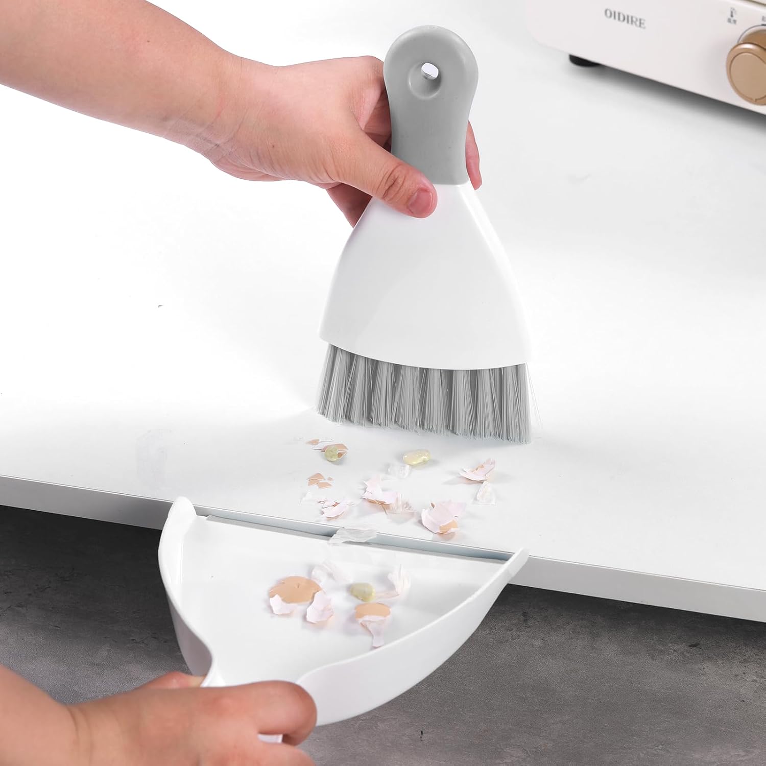 Compact Broom and Dustpan Set with Mini Hand Brush - Portable Cleaning Kit for Home Office Desks Keyboards Sofas Kitchens Pets and More