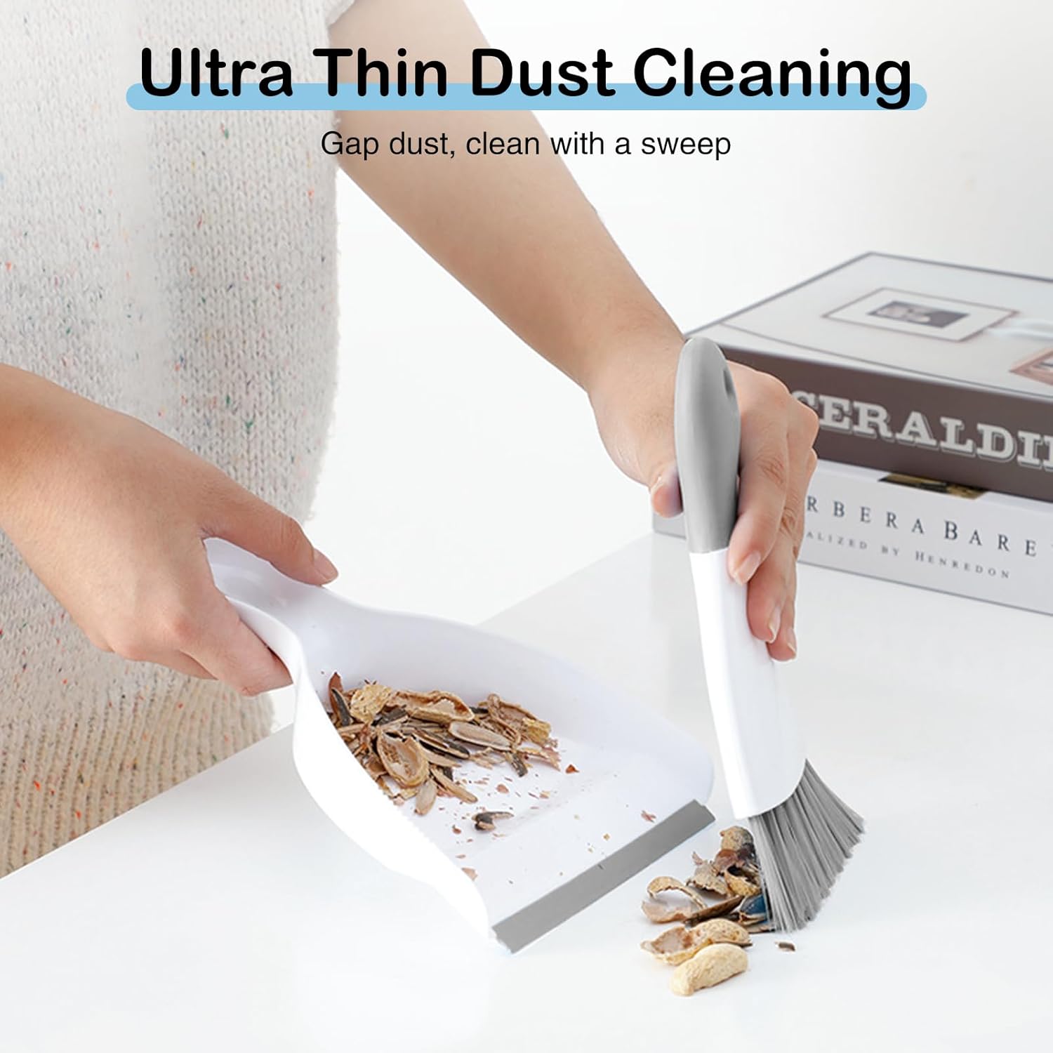 Compact Broom and Dustpan Set with Mini Hand Brush - Portable Cleaning Kit for Home Office Desks Keyboards Sofas Kitchens Pets and More