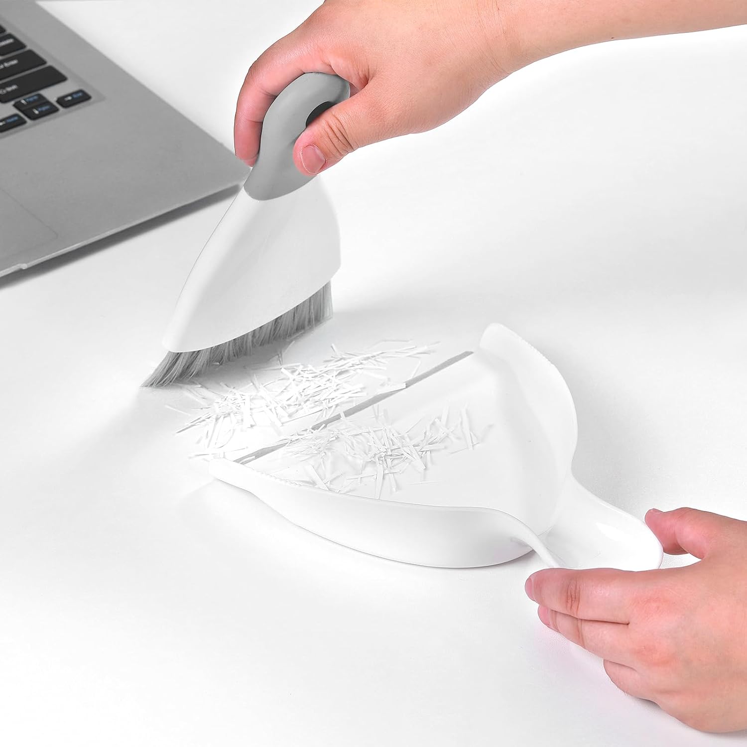 Compact Broom and Dustpan Set with Mini Hand Brush - Portable Cleaning Kit for Home Office Desks Keyboards Sofas Kitchens Pets and More