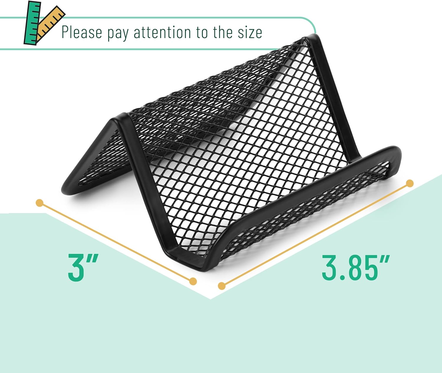 4 Pack Black Metal Business Card Holder - Office Desk Card Holder - Professional Business Card Case