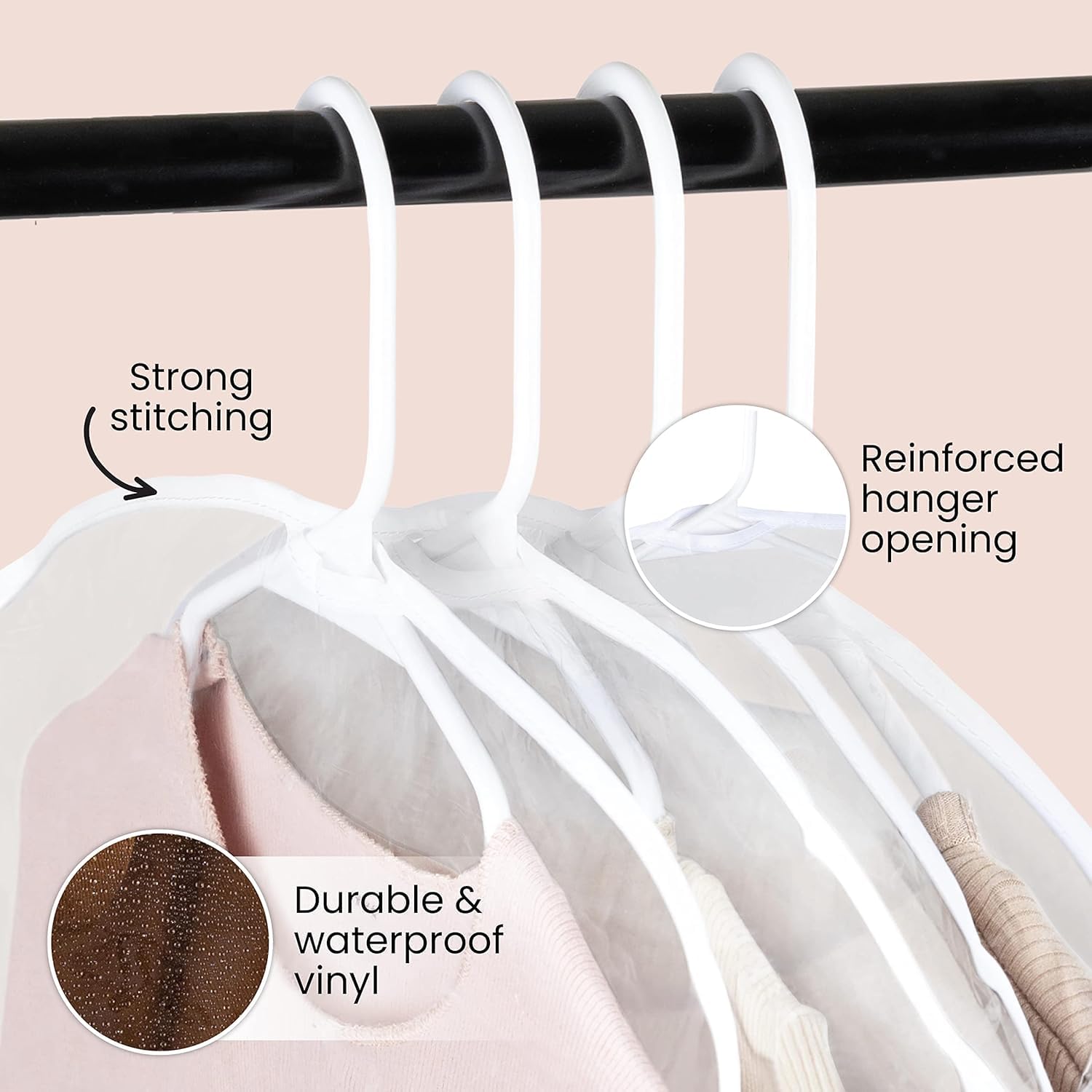 12 Pack Transparent Dustproof Garment Bags 60x30cm Wardrobe Organizer Storage Covers