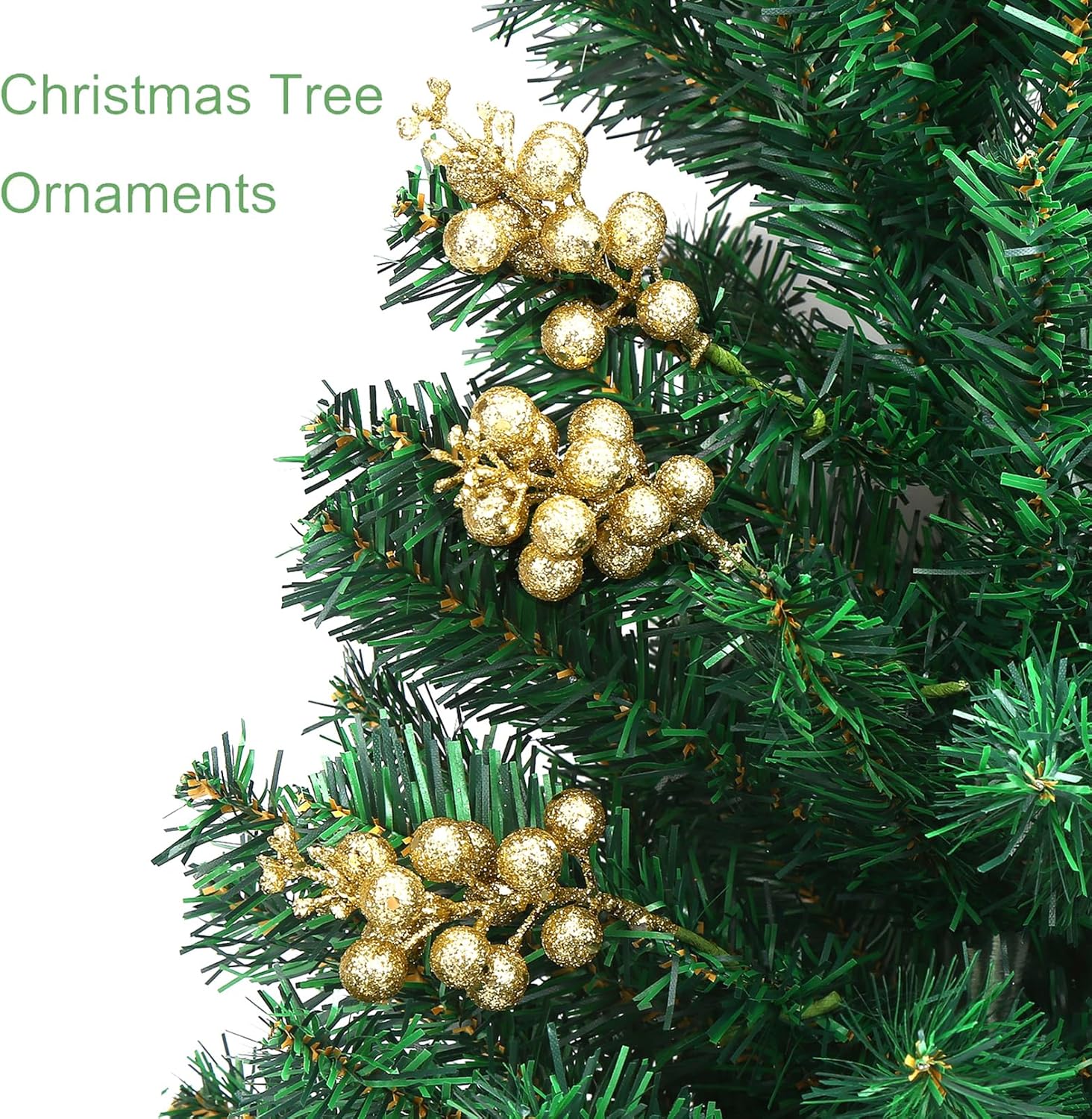 20 Gold Glitter Berry Ornaments Christmas Tree Decorations Artificial Xmas Tree Filler DIY Wreath Festive Home Decor