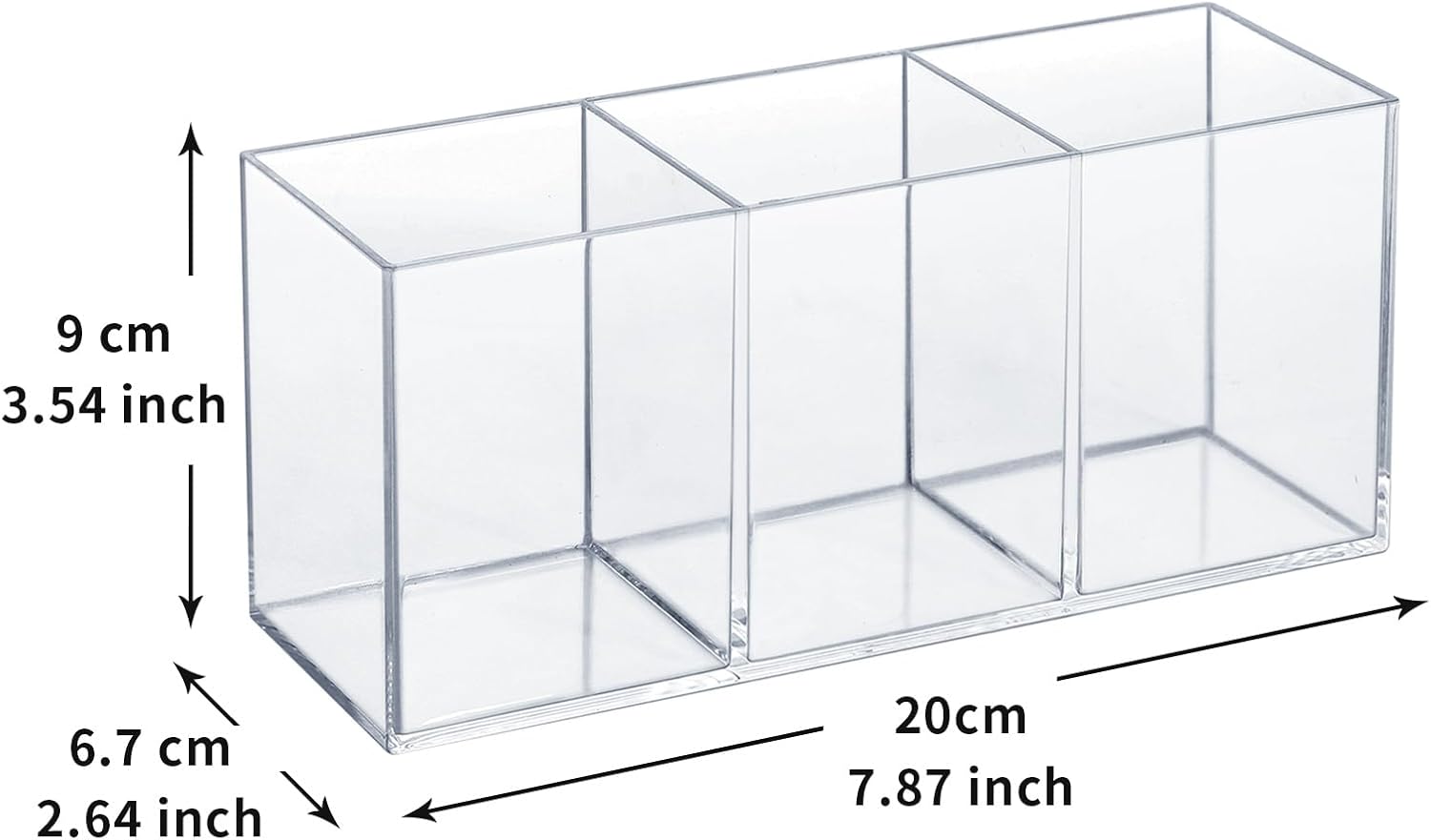 Transparent Pen Holder Desk Organizer - Pencil Marker Paperclip Storage Container - Plastic Stationery Organiser for Office Bedroom Bathroom