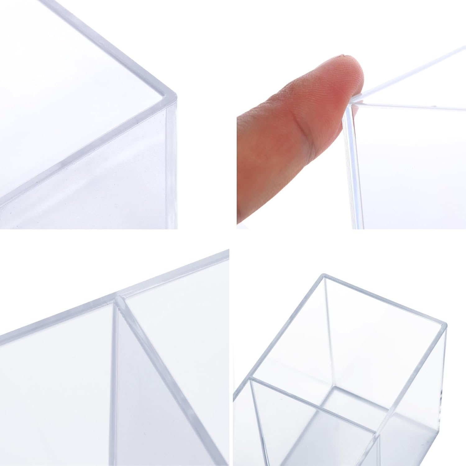 Transparent Pen Holder Desk Organizer - Pencil Marker Paperclip Storage Container - Plastic Stationery Organiser for Office Bedroom Bathroom