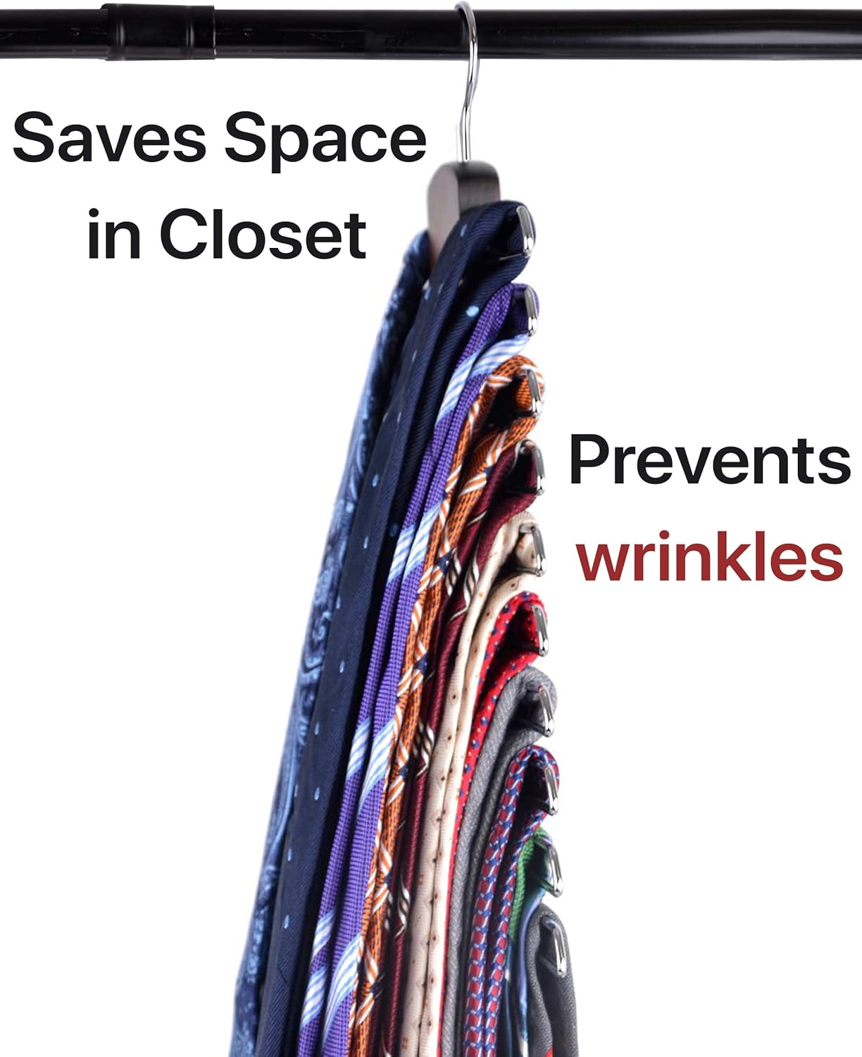 Wooden Belt and Scarf Hanger - Keep Wardrobe Organized & Tidy - Anti-Slip & Scratch-Resistant Storage - 1 Piece