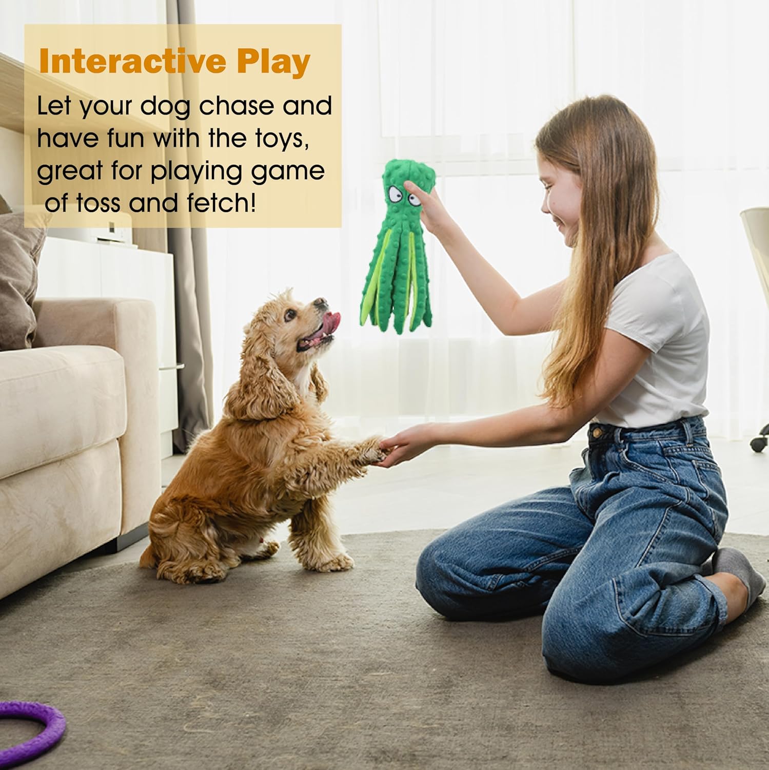 2-Pack Squeaky Plush Dog Toys for Chewers Puppy Teething Durable Interactive Chew Toys for Small Medium Large Dogs Training and Boredom Relief