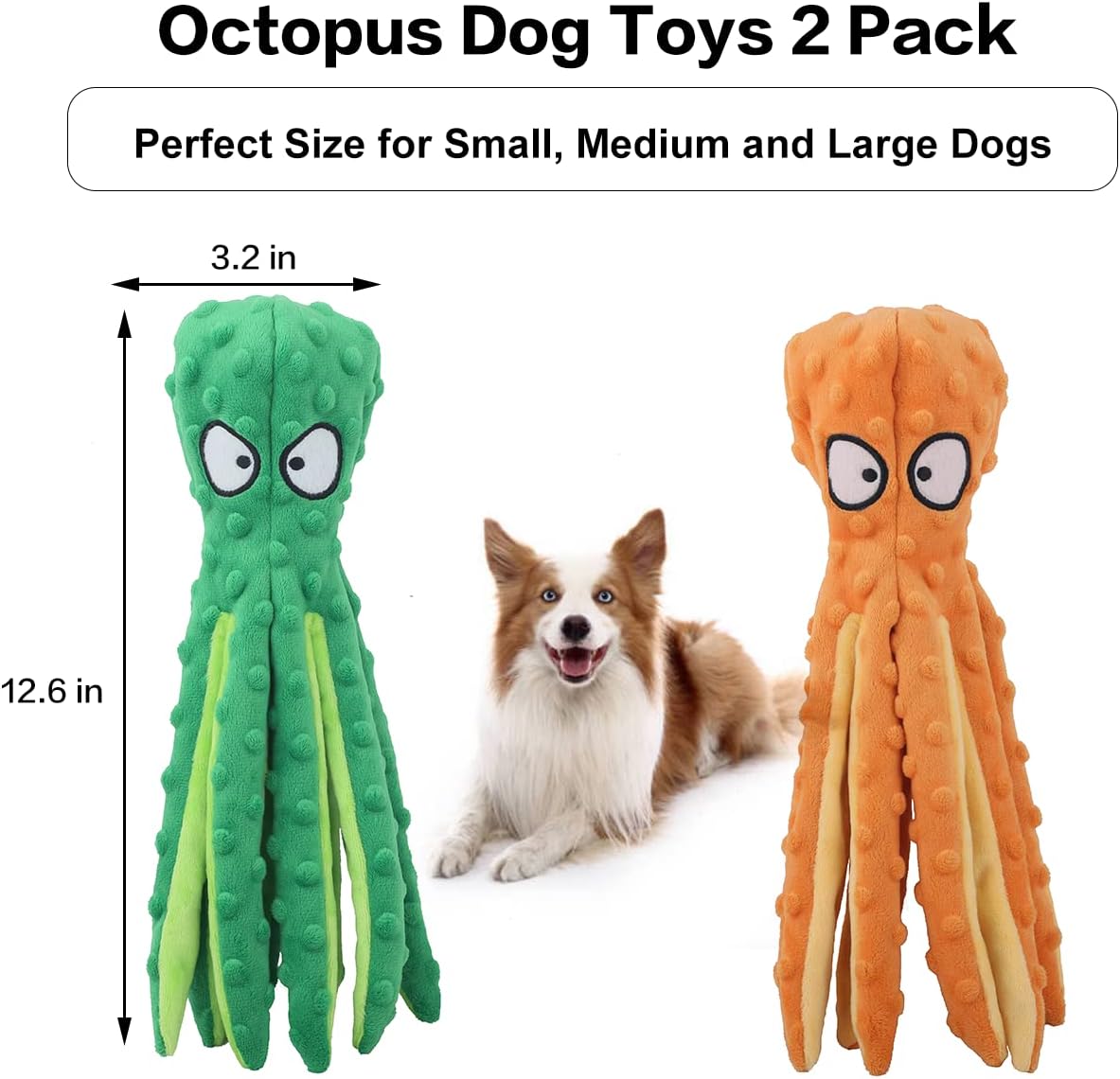 2-Pack Squeaky Plush Dog Toys for Chewers Puppy Teething Durable Interactive Chew Toys for Small Medium Large Dogs Training and Boredom Relief