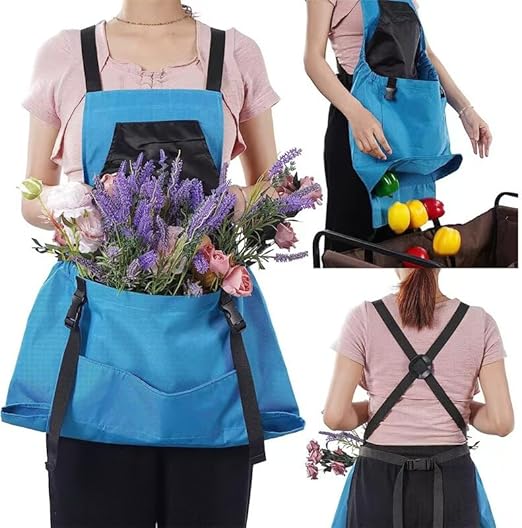 1 Piece Blue Fruit Picking Bag Water Resistant Storage Apron for Garden Fruits and Vegetables Suitable for Outdoor Orchards