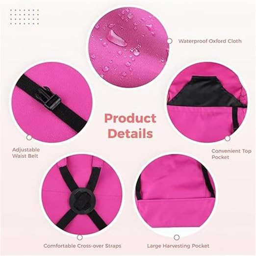 1 Piece Blue Fruit Picking Bag Water Resistant Storage Apron for Garden Fruits and Vegetables Suitable for Outdoor Orchards