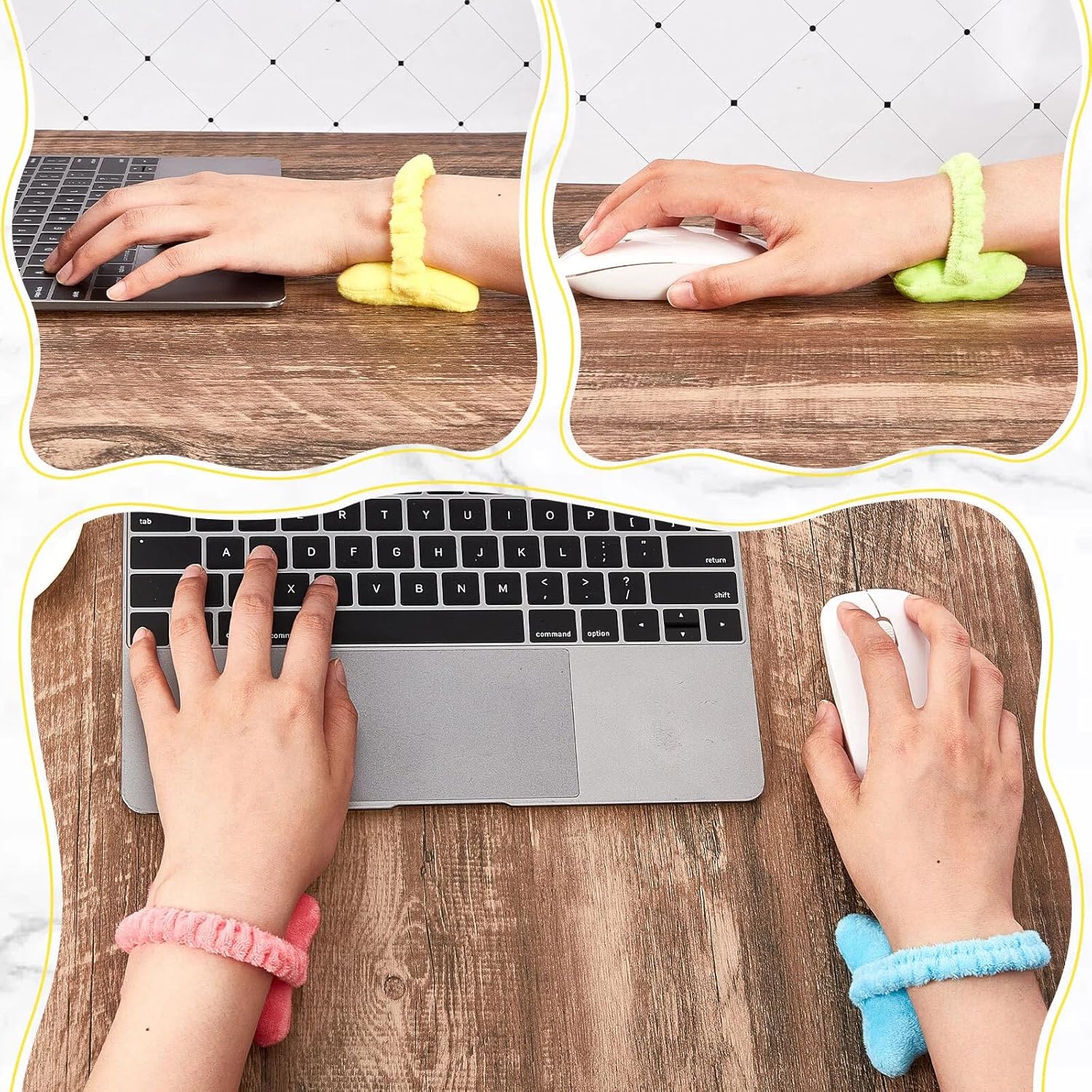 10-Pack Portable Ergonomic Wrist Rest for Typing Keyboard Computer Use Plush Material Curved Design