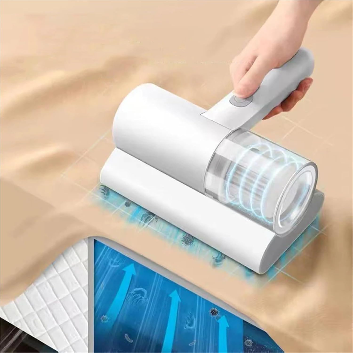 1200mAh Cordless Handheld Vacuum Cleaner White Compact Portable for Mattress Pillow Clothes Sofa Carpet Cleaning