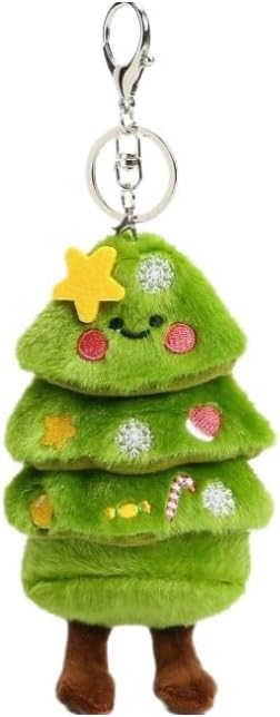 Christmas Tree Decoration Green Soft Plush Keychain Hanger for Home Office School Decor