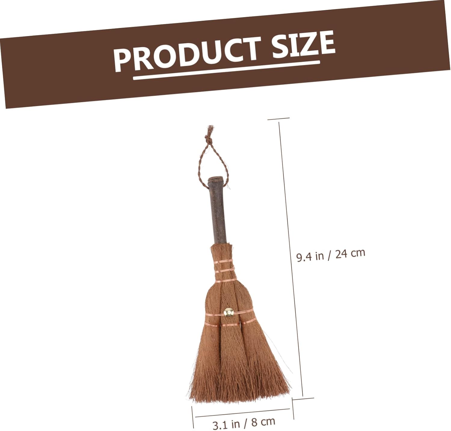 Mini Broom Brown Lightweight Durable Hanging Eye for Kitchen Camping 1 Piece