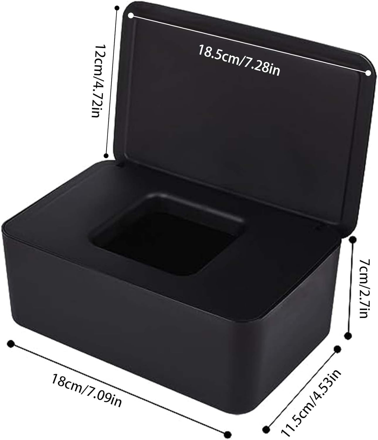 Black Wet Wipes Dispenser 18x11x7cm Dustproof Multifunctional