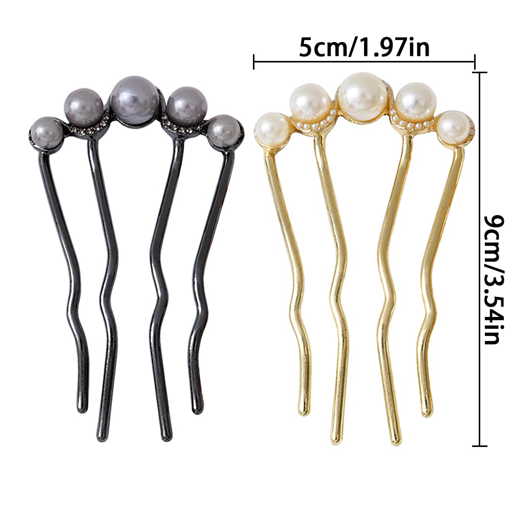 Pearl U-shaped Hair Clips 2 Pack Metal Hair Accessories Professional Hair Pins Bridal Party Festival Daily Use
