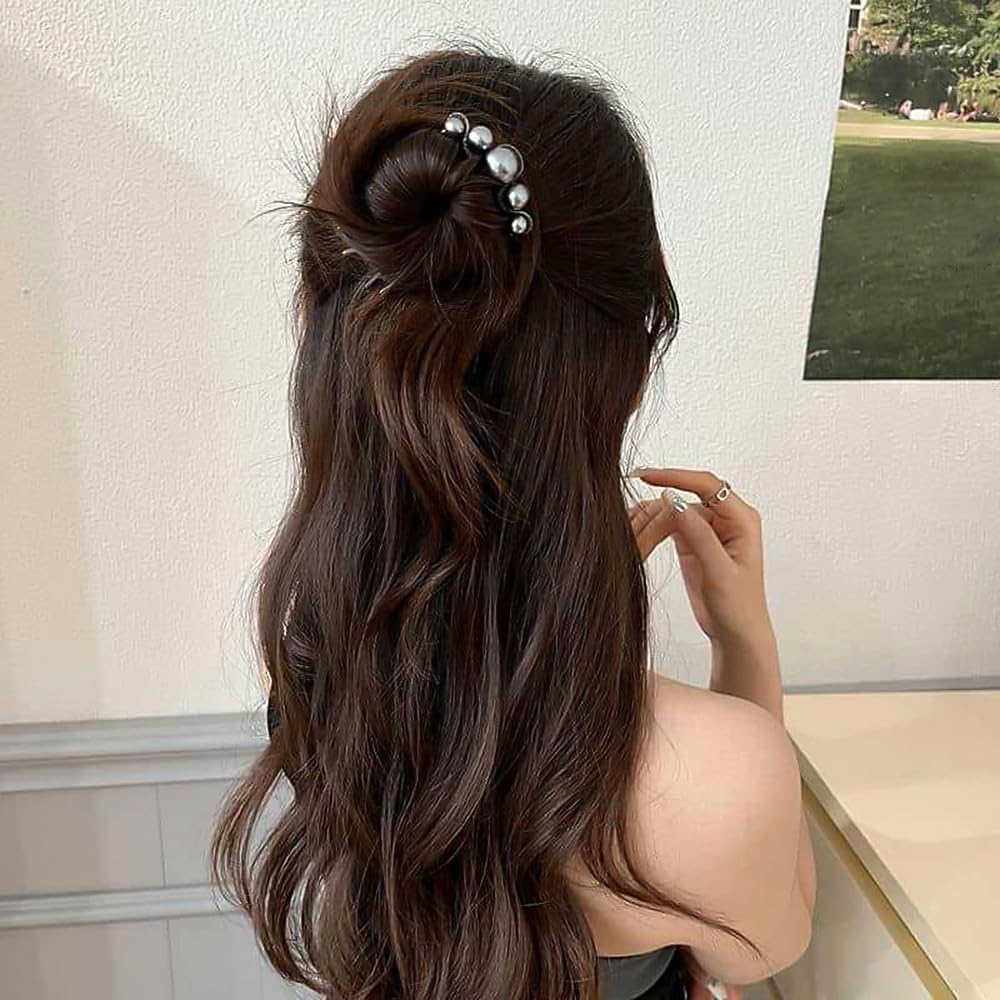 Pearl U-shaped Hair Clips 2 Pack Metal Hair Accessories Professional Hair Pins Bridal Party Festival Daily Use