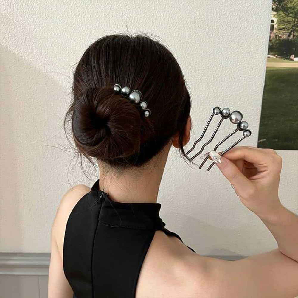 Pearl U-shaped Hair Clips 2 Pack Metal Hair Accessories Professional Hair Pins Bridal Party Festival Daily Use