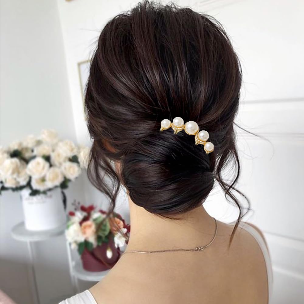 Pearl U-shaped Hair Clips 2 Pack Metal Hair Accessories Professional Hair Pins Bridal Party Festival Daily Use