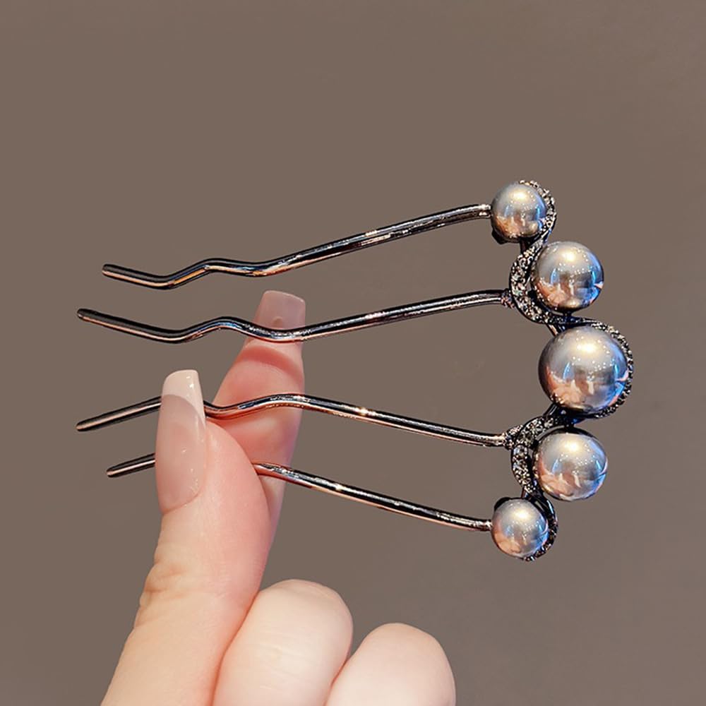Pearl U-shaped Hair Clips 2 Pack Metal Hair Accessories Professional Hair Pins Bridal Party Festival Daily Use