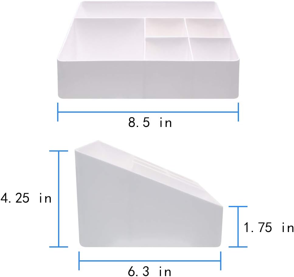 Gray Blue Cosmetic Storage Box 6 Compartments Organizer for Skincare and Jewelry