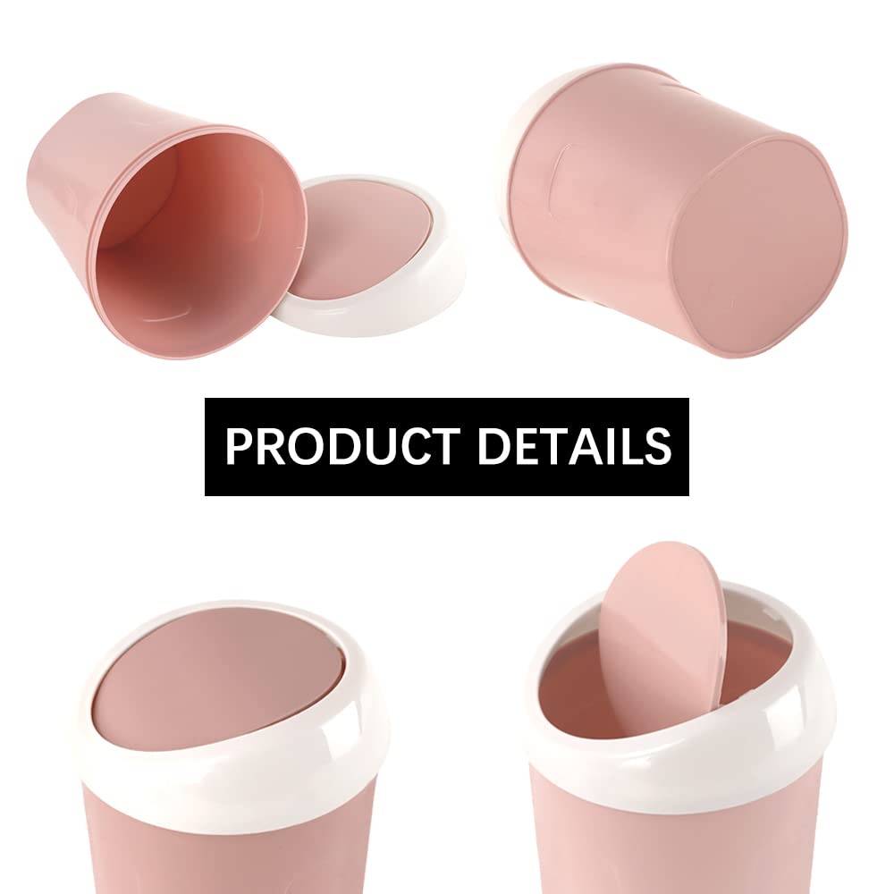 Small Trash Can with Swing Lid - Plastic Desktop Waste Bin for Office Kitchen Bathroom Student Accommodation