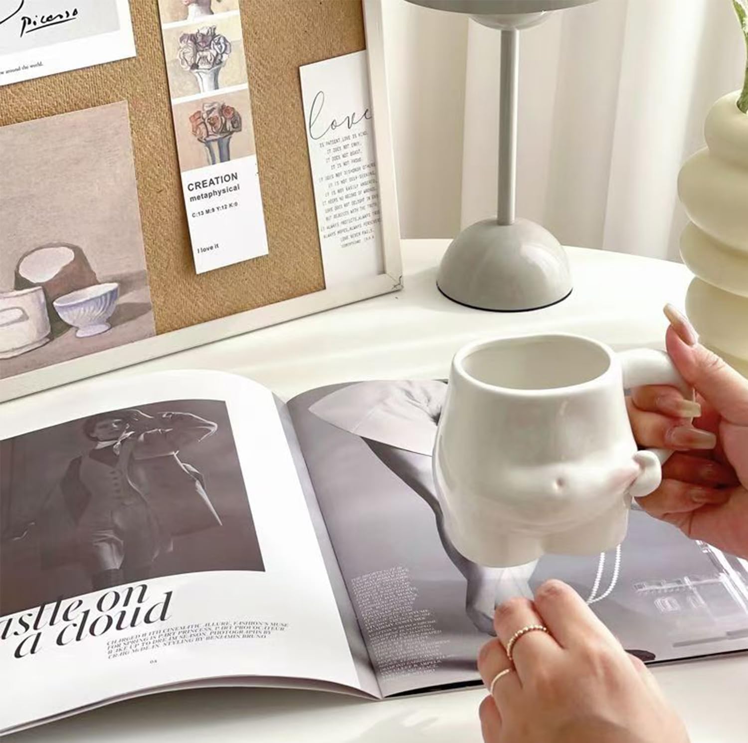 1 Piece 320ml White Ceramic Mug - Coffee Mug, Tea Mug, Water Cup - Suitable for Tea, Latte and Milk