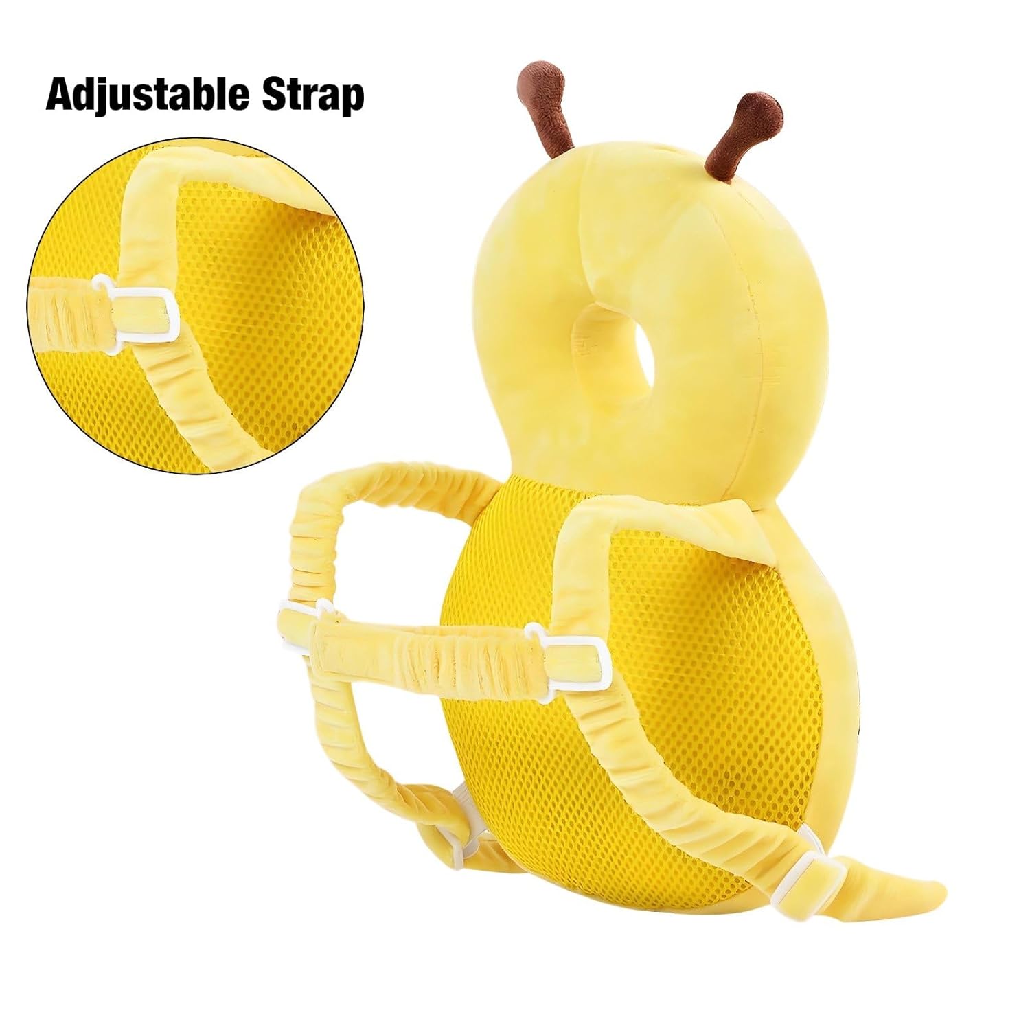 Adjustable Kids Safety Pillow 30cm x 18cm Yellow Toddler Head Protector Cushion for Safe Playtime
