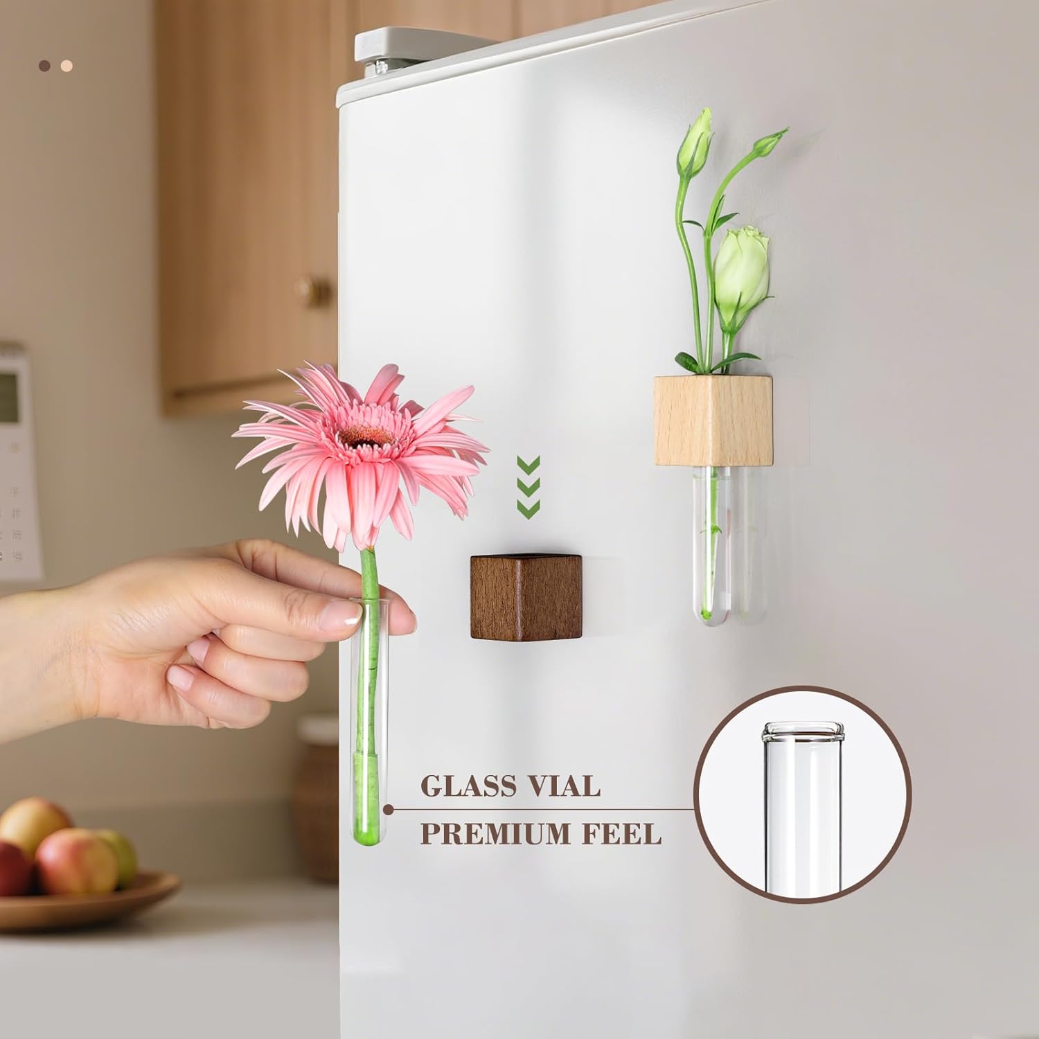 2 Pack Magnetic Wall Vases Mini Hydroponic Test Tubes for Home Decor