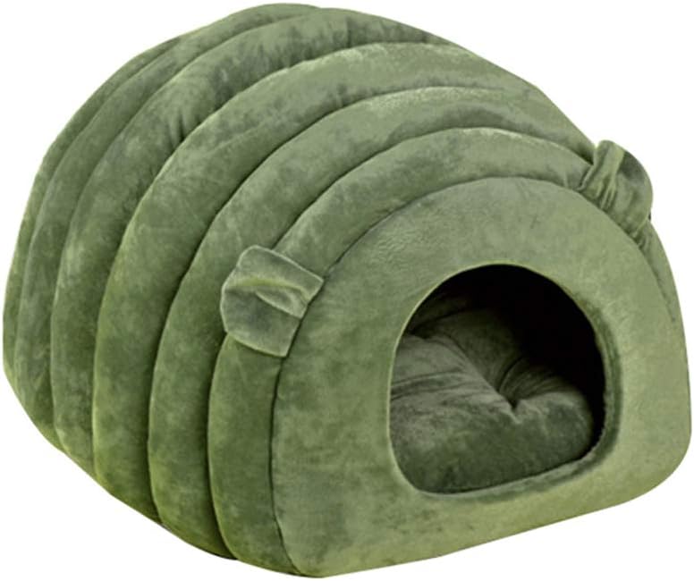Green Cat Bed Cave - Cozy Pet House for Cats - Soft Kitten Sleeping窝