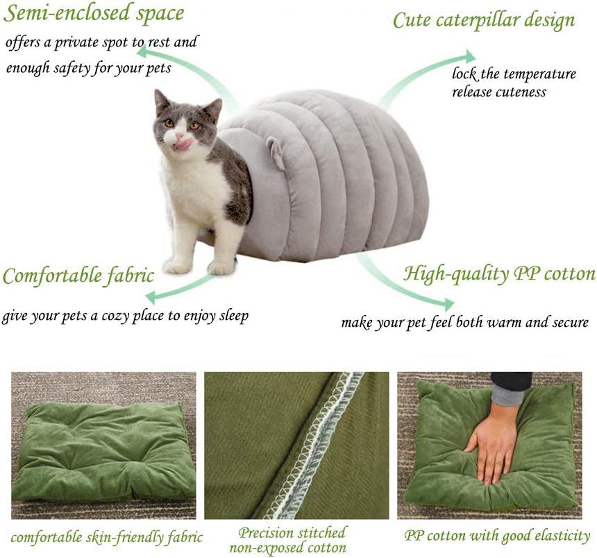 Green Cat Bed Cave - Cozy Pet House for Cats - Soft Kitten Sleeping窝