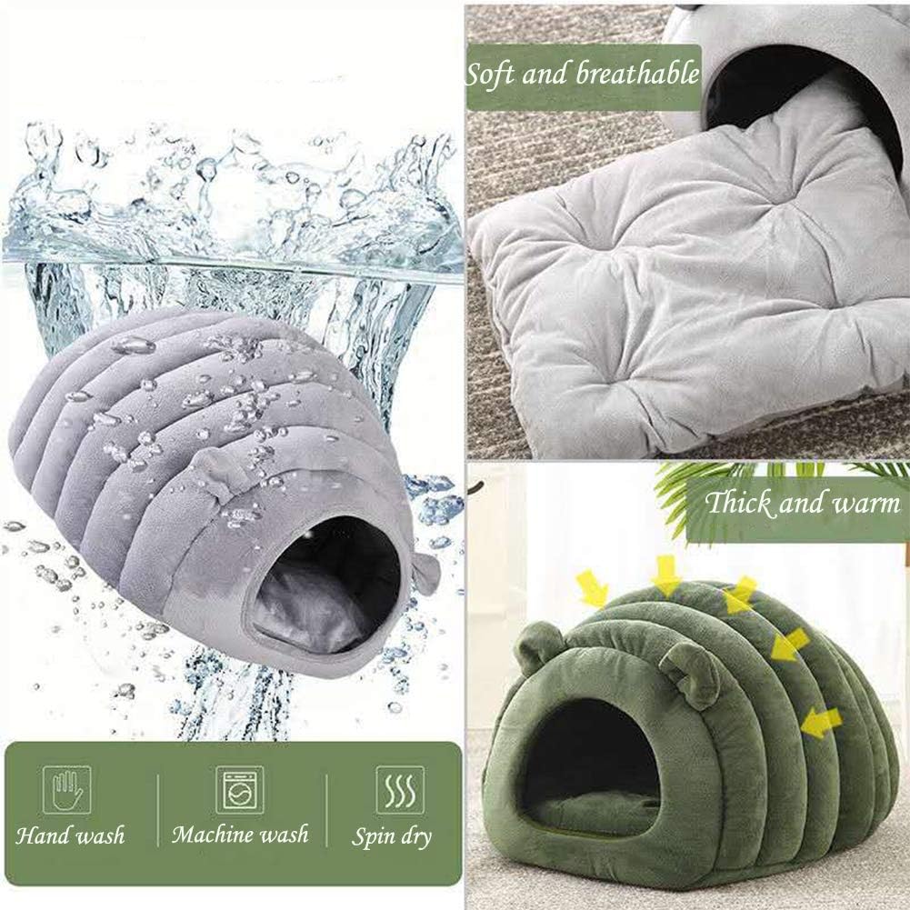 Green Cat Bed Cave - Cozy Pet House for Cats - Soft Kitten Sleeping窝