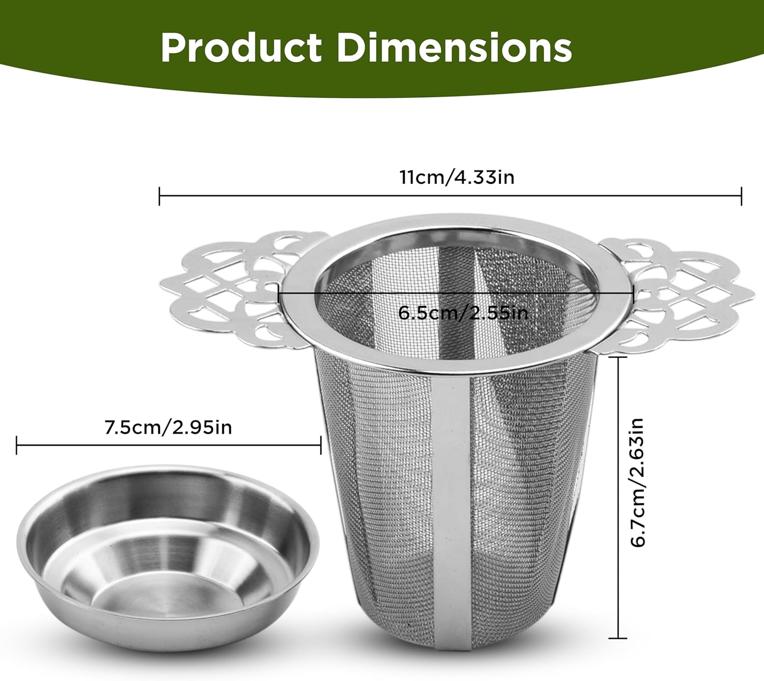 2 Pack Stainless Steel Tea Strainers for Loose Leaf Tea - Reusable Tea Filters