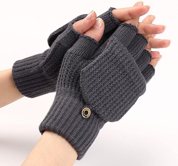 Women's Warm Fingerless Gloves - 1 Pair - Dark Grey