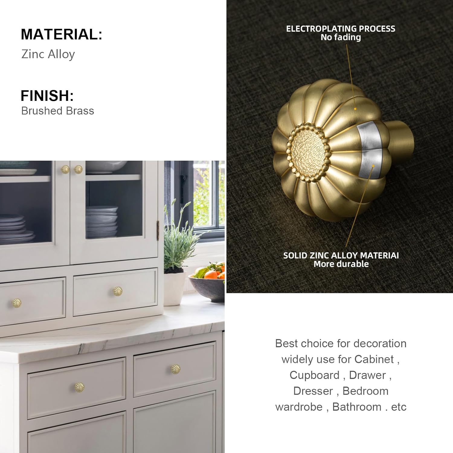 2 Pack 30mm Gold Cabinet Door Knobs Drawer Handles