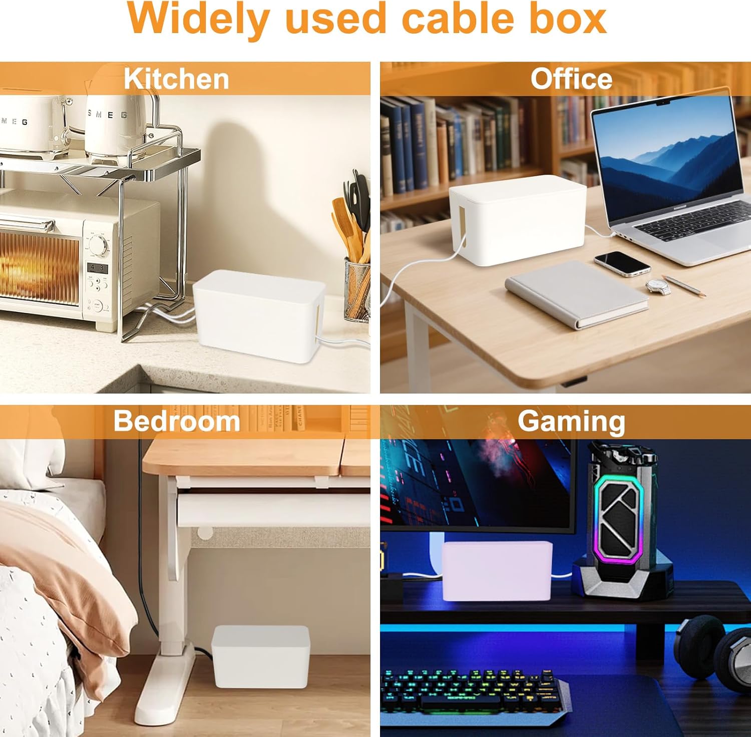 1 Piece Cable Organizer Box White Multifunctional Cable Management Solution