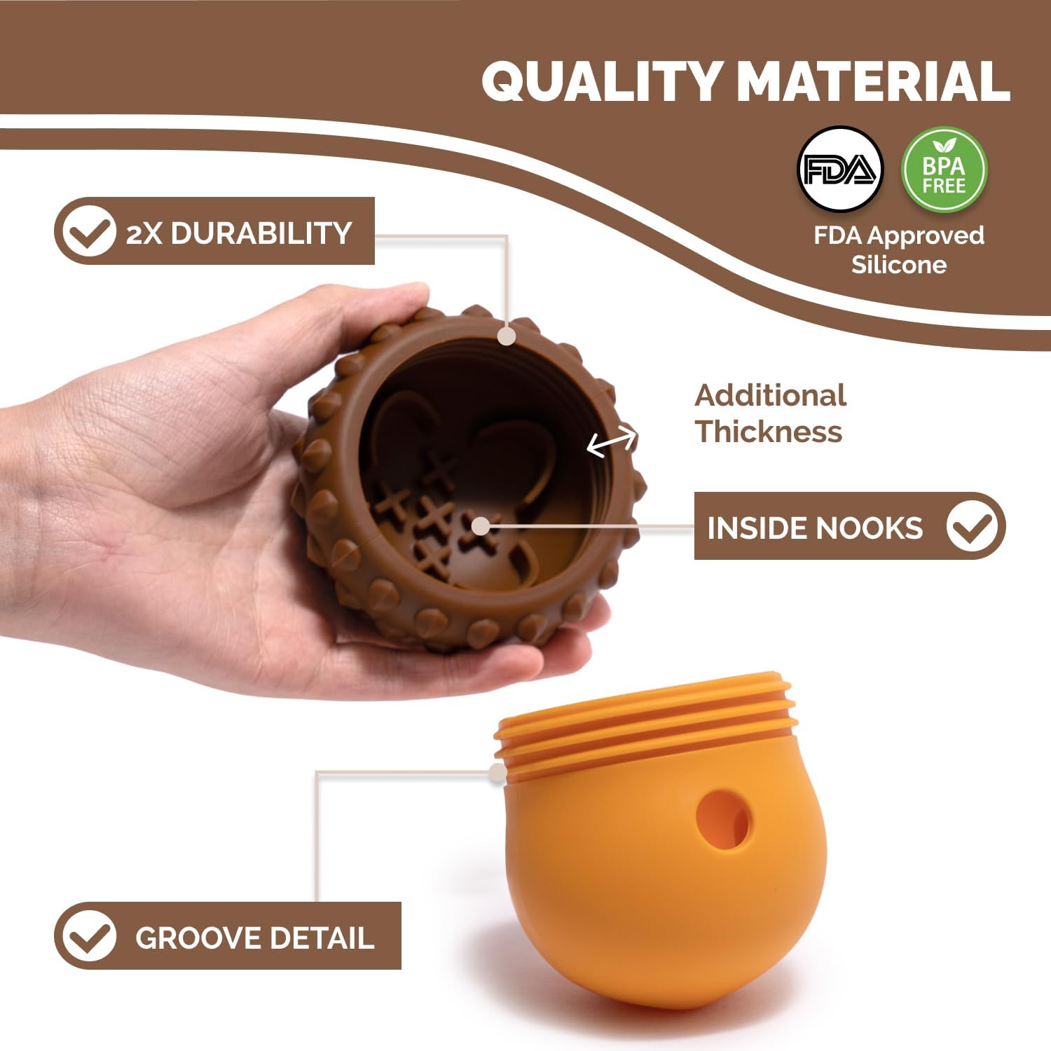 Interactive Food-Grade Silicone Dog Treat Dispenser Toy for Mental Stimulation and Healthy Eating with Removable Lid Dishwasher Safe Suitable for All Dog Sizes