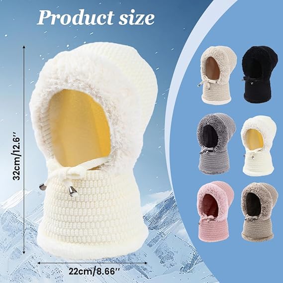 3-in-1 Women's Beanie Hat with Neck Warmer One Size Khaki