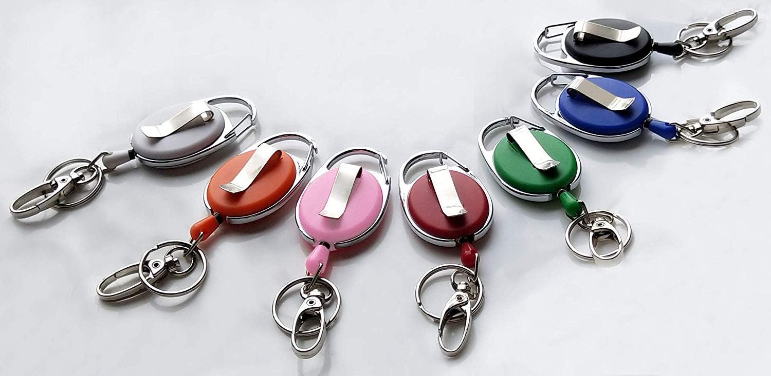 7 Pack Telescopic Keychain ID Lanyard Holder for Keys and ID Cards