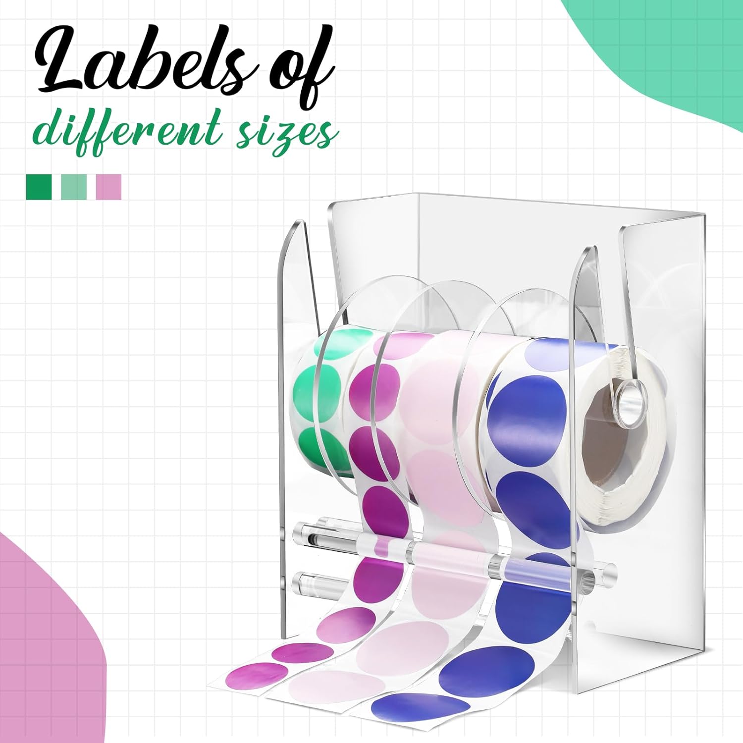 Adjustable Label Dispenser with 4 Rolls Transparent Design
