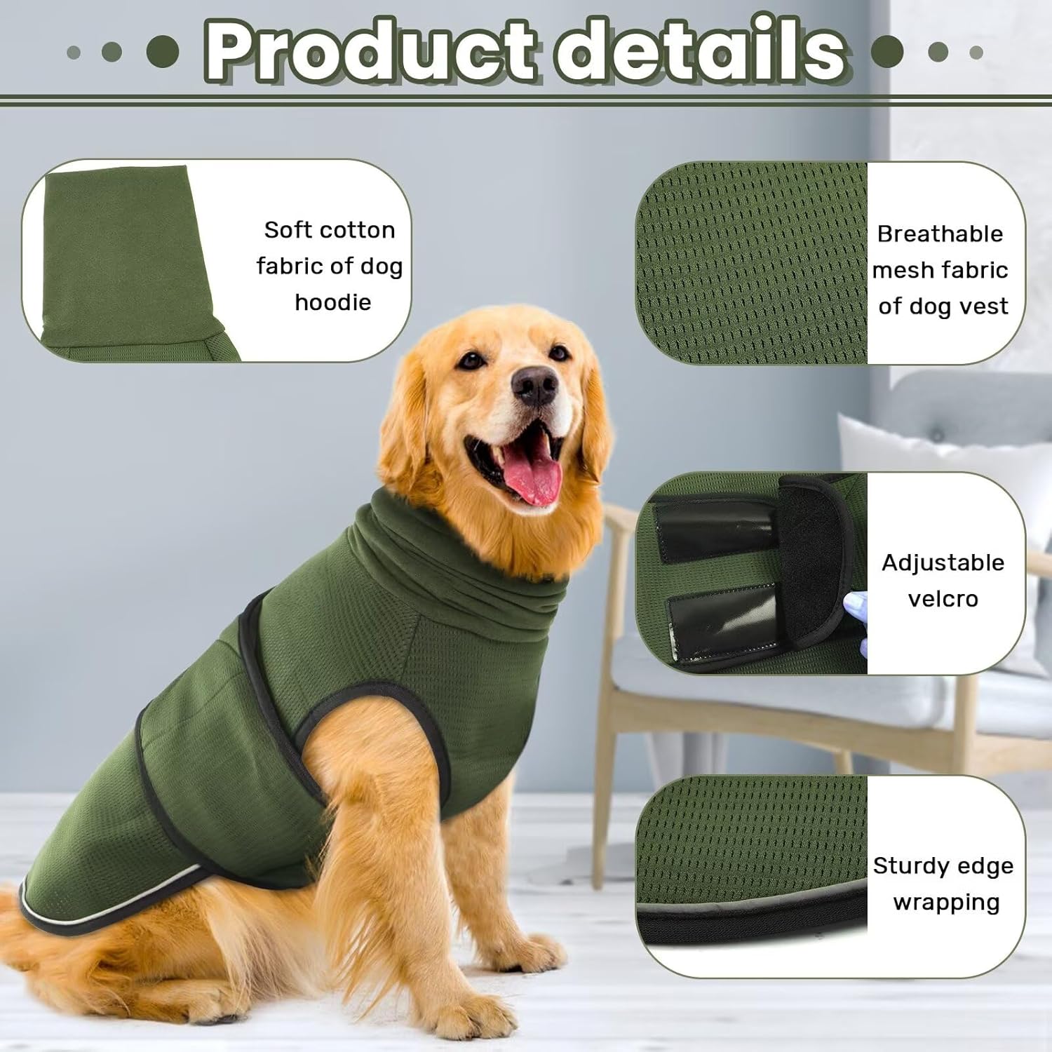 Small Military Green Dog Winter Coat - Soft Warm Adjustable Bodywarmer for Dogs