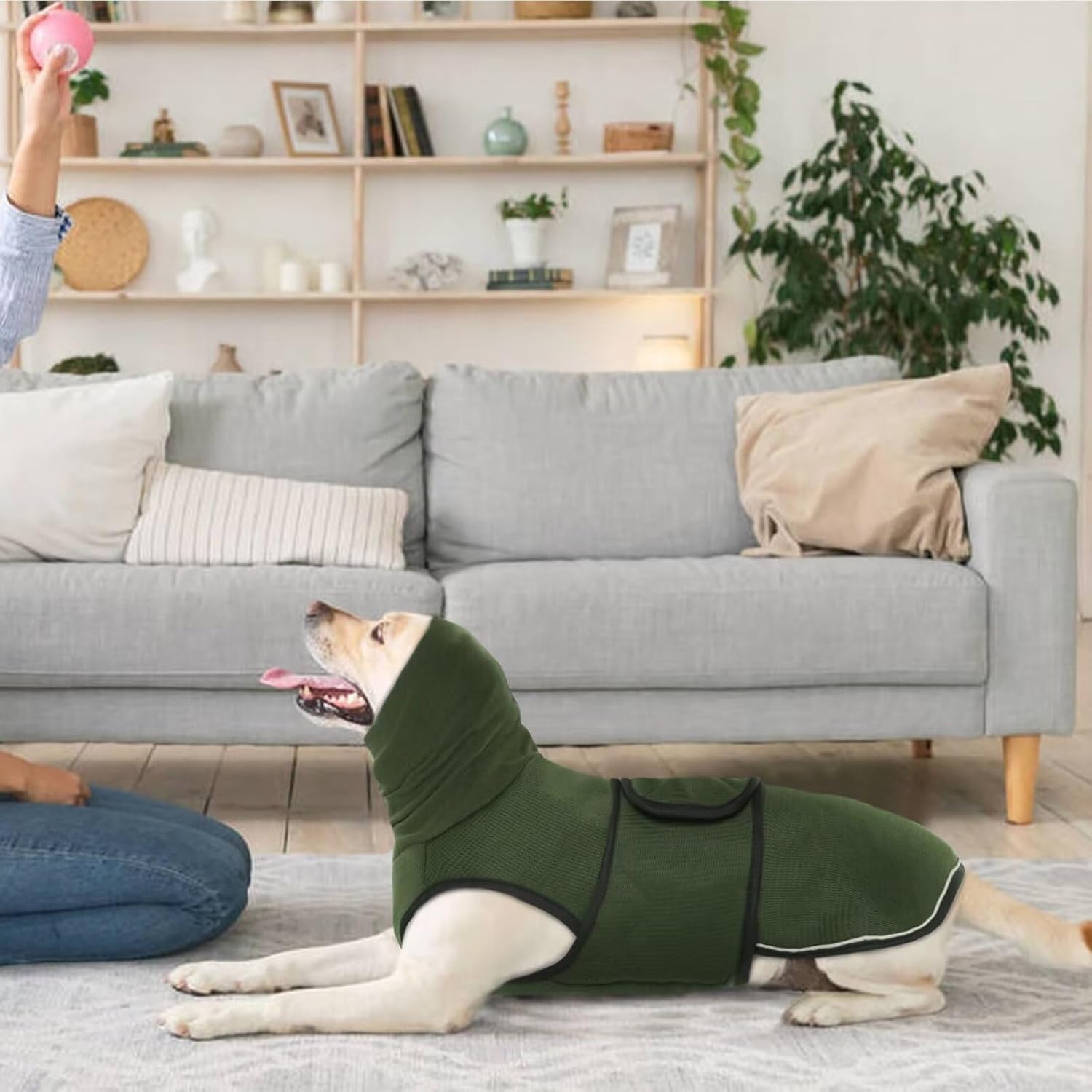 Small Military Green Dog Winter Coat - Soft Warm Adjustable Bodywarmer for Dogs